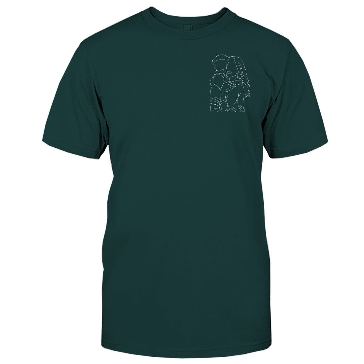 Custom Line Art - Personalized Aunt Embroidered T-shirt