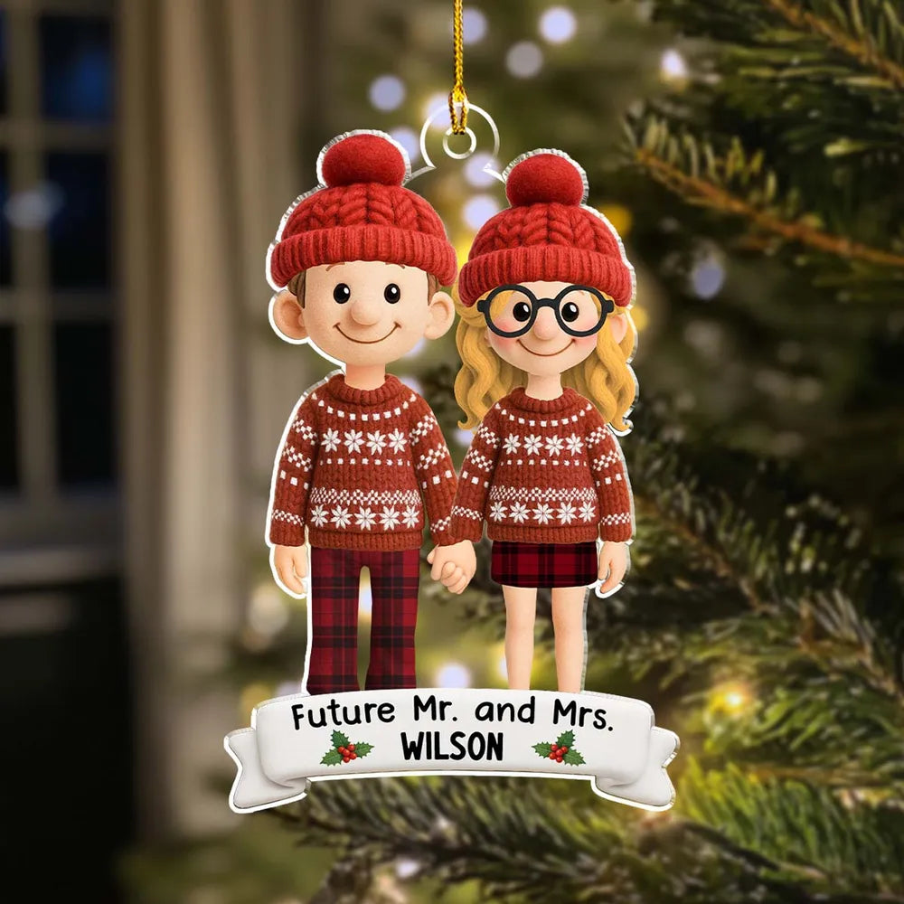 Christmas Acrylic Ornament with Couple Holding Hands, A Perfect Gift for Engagement Celebration