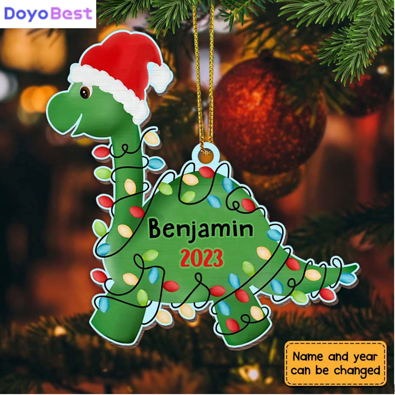 Dinosaur Christmas Wooden Ornament For Grandson (nontoxic, safe and reliable to use)