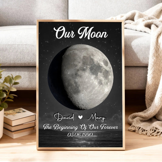 Personalized Our Moon Poster Custom Night Sky Wall Art, Romantic Keepsake Decor, Unique Gift for Couple