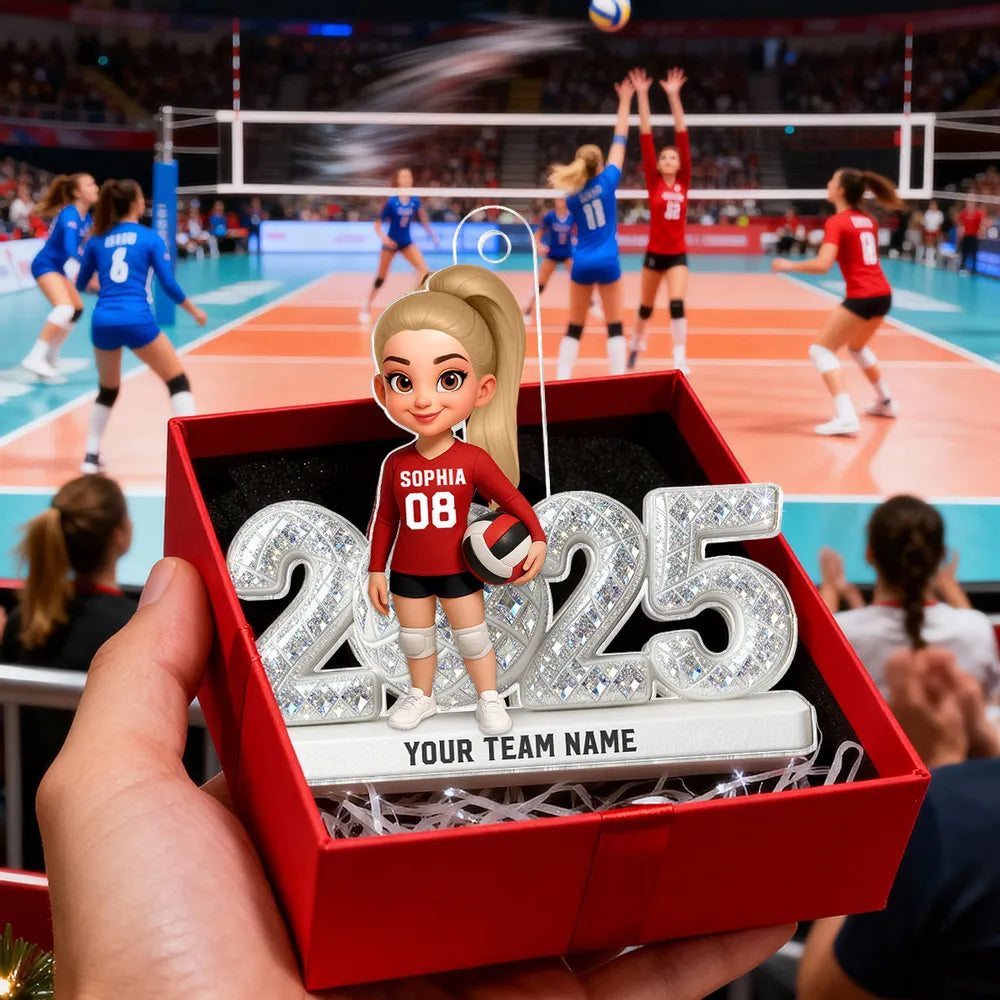 Custom Volleyball Girl Acrylic Ornament | Sparkling Year Design, Celebrating Youthful Spirit, Perfect Gift for Sports Girls