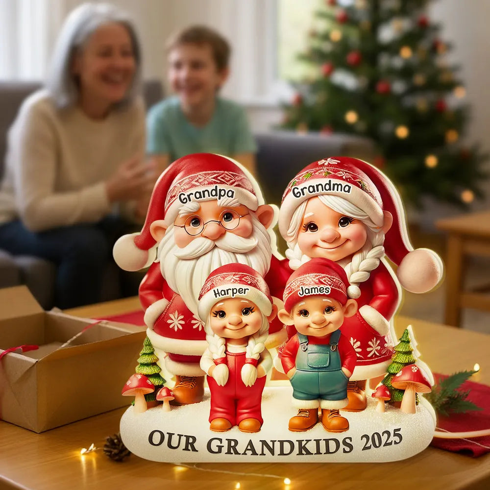 Christmas Acrylic Light Box, Custom Family Characters, Warm Glow Mantel Decor, Unique Gift for Grandma & Grandpa