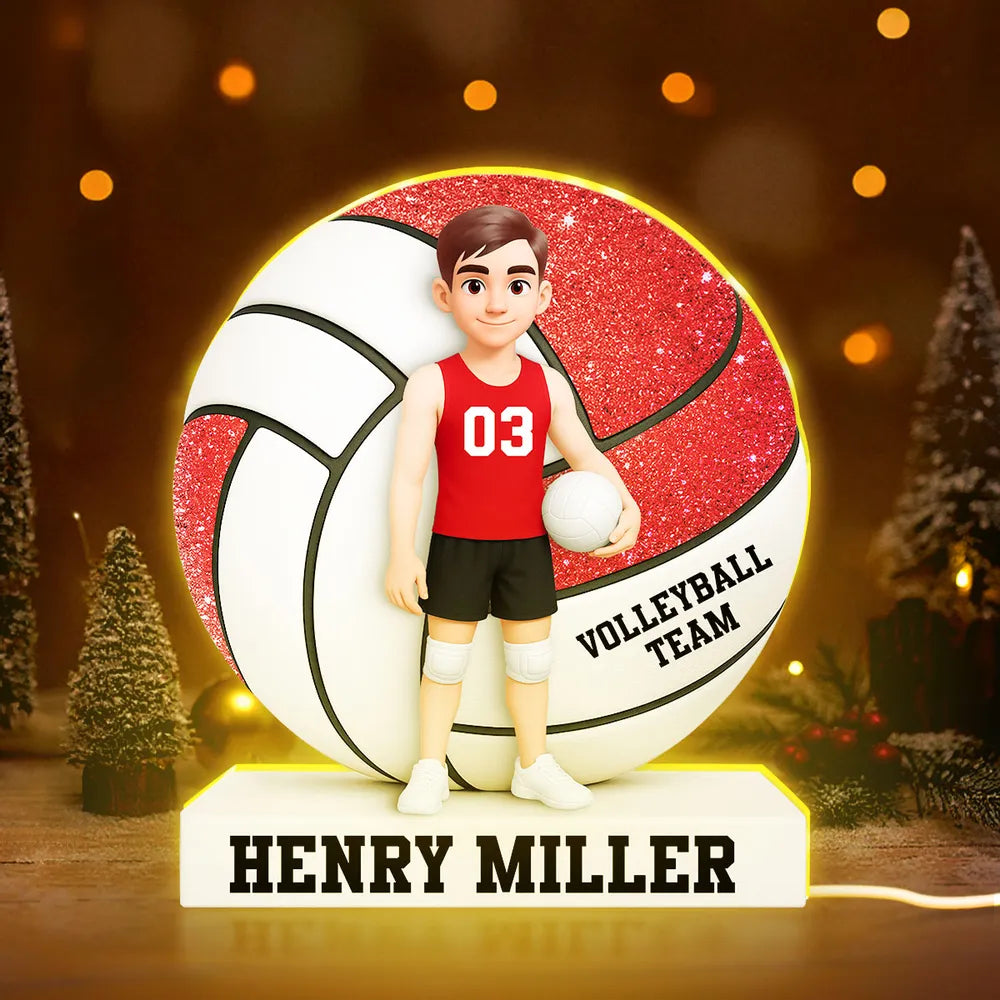 Personalized Volleyball Acrylic Light Box Lamp with Custom Player Design, Soft Warm Glow Bedroom or Bookshelf Décor, Unique Graduation Gift for Athletes