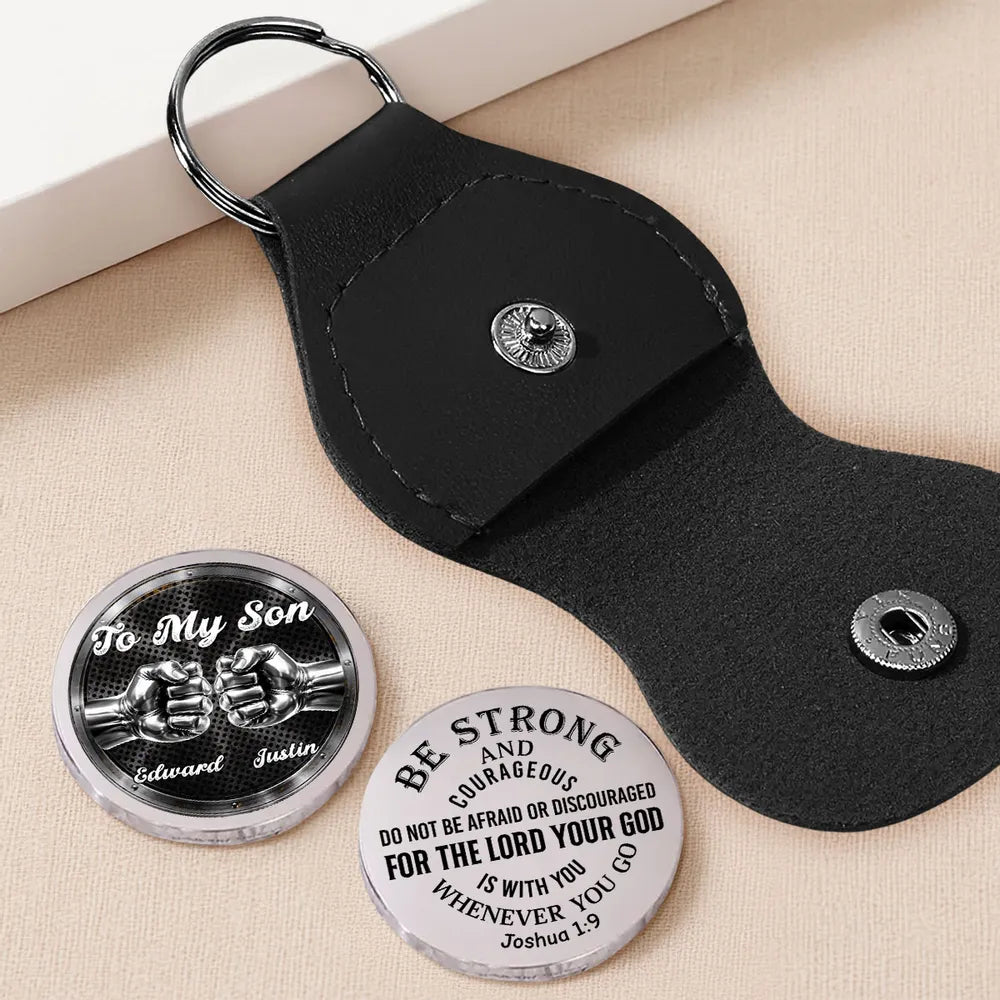 Pocket Hug - Custom Encouragement Keepsake Gift for Son, Be Strong and Courageous, Thoughtful Everyday Carry Token