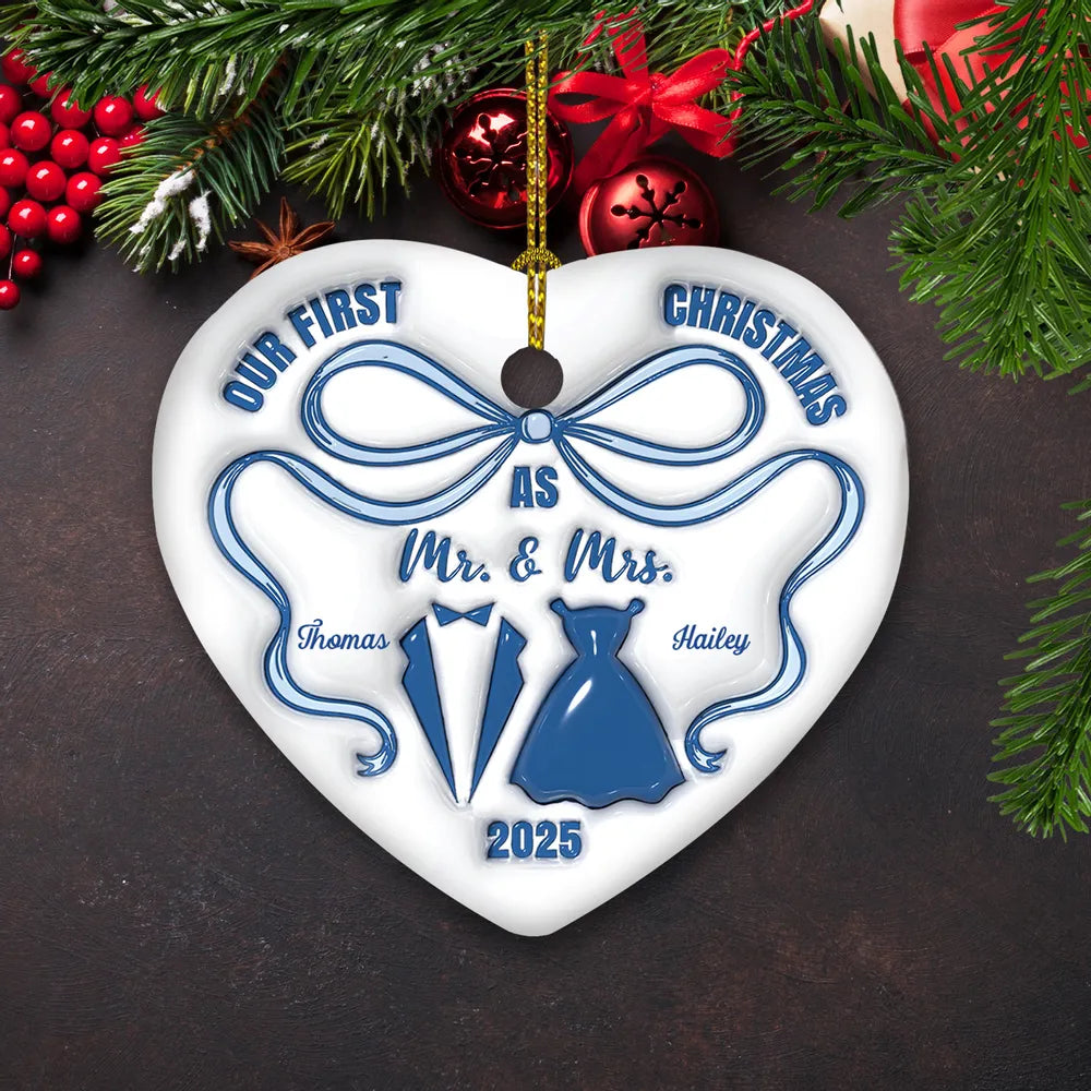 Ceramic Heart Ornament for Newlyweds, Smooth Finish, High-Quality Keepsake Gift for Lovers