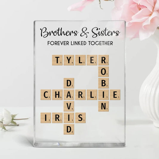 Personalized Acrylic Plaque with Brothers & Sisters Design