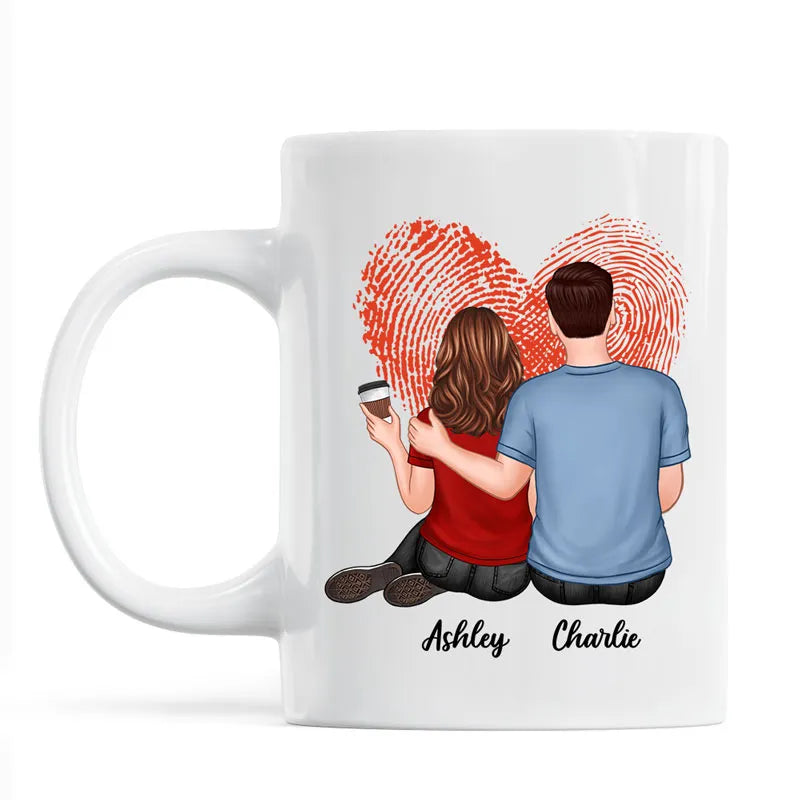 “I Met You I Love You” Fingerprint Heart White Ceramic Mug – Romantic Custom Gift