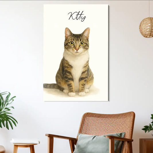 Custom Watercolor Cat Portrait Poster – Personalized from Your Pet Photo, Perfect Gift for Cat Lovers