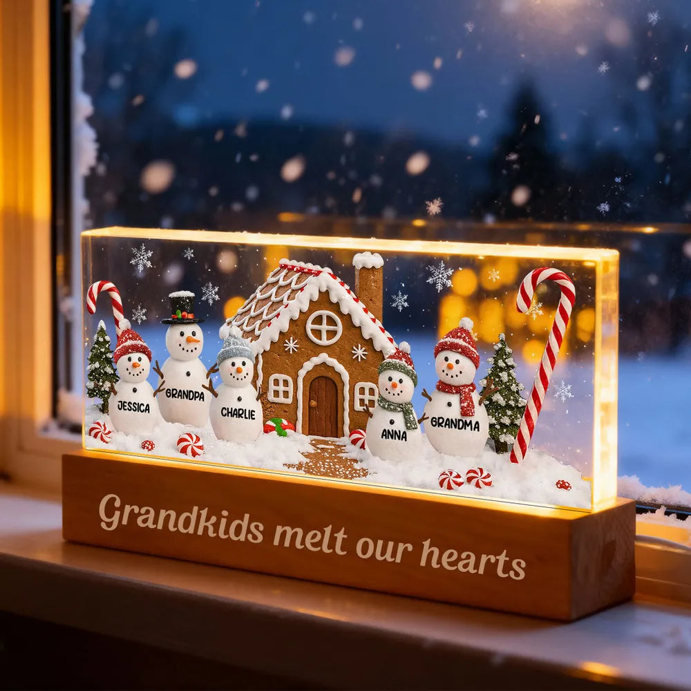 Block LED Light Plaque with Festive Snowy Village, customizable keepsake for family, creative holiday gift