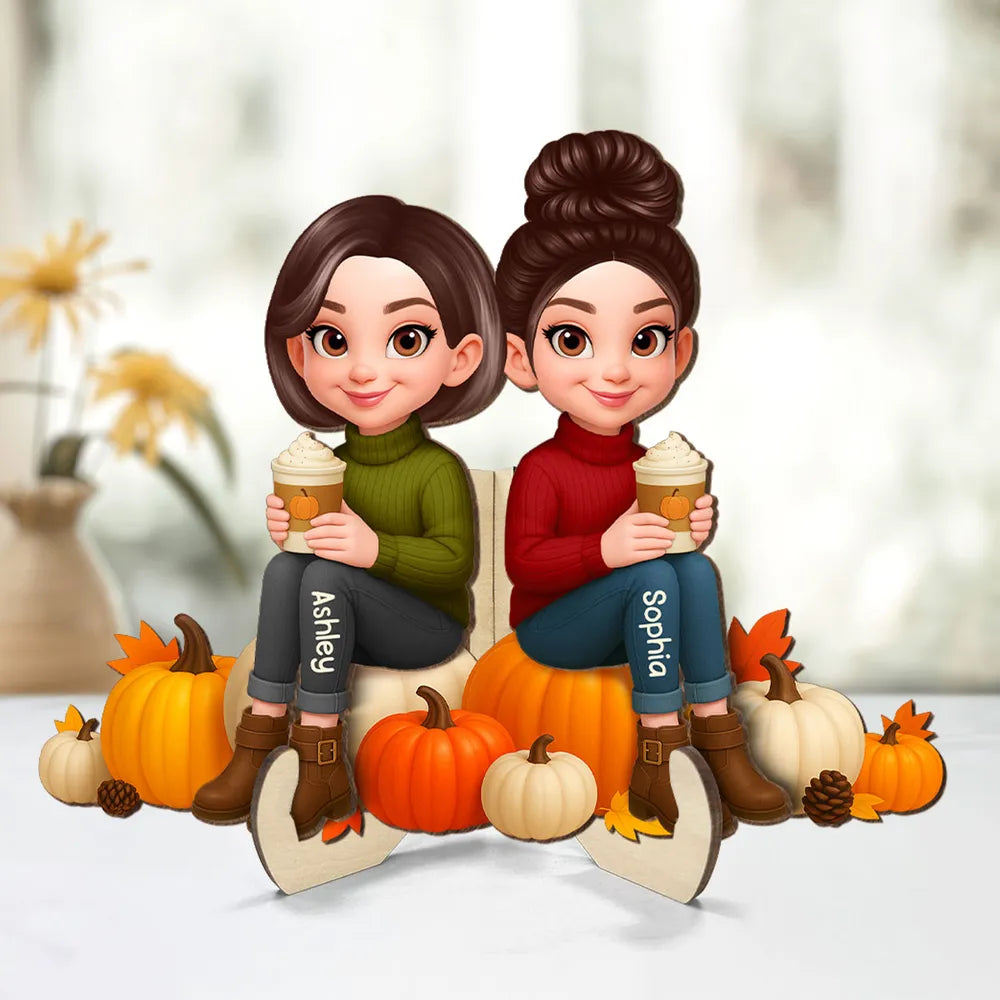 Wooden Plaque with Autumn Pumpkin Best Friends Design, Cozy Home Décor, Perfect Gift for Friendship