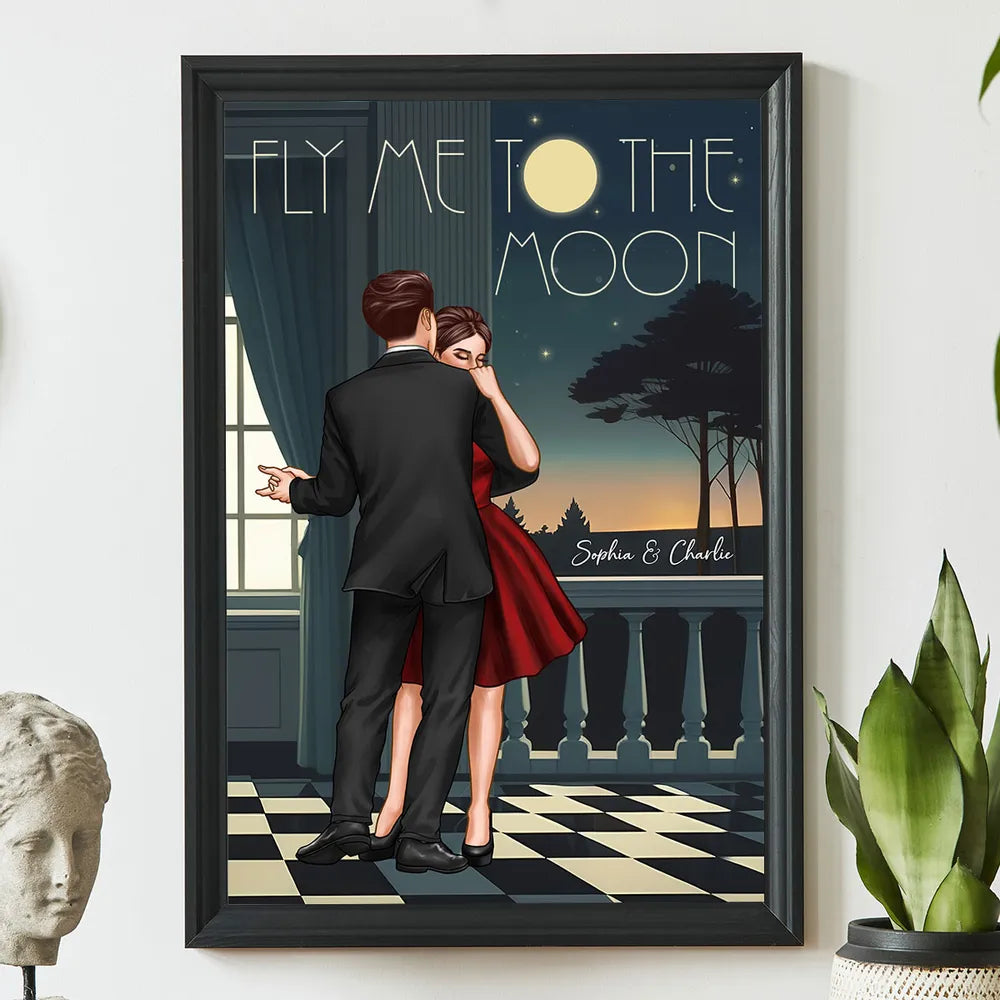 Celebrate Your Love and Passion for Dance - Couple Dancing In Moonlight Couple Anniversary Gift Valentine's Day Gift Personalized Poster