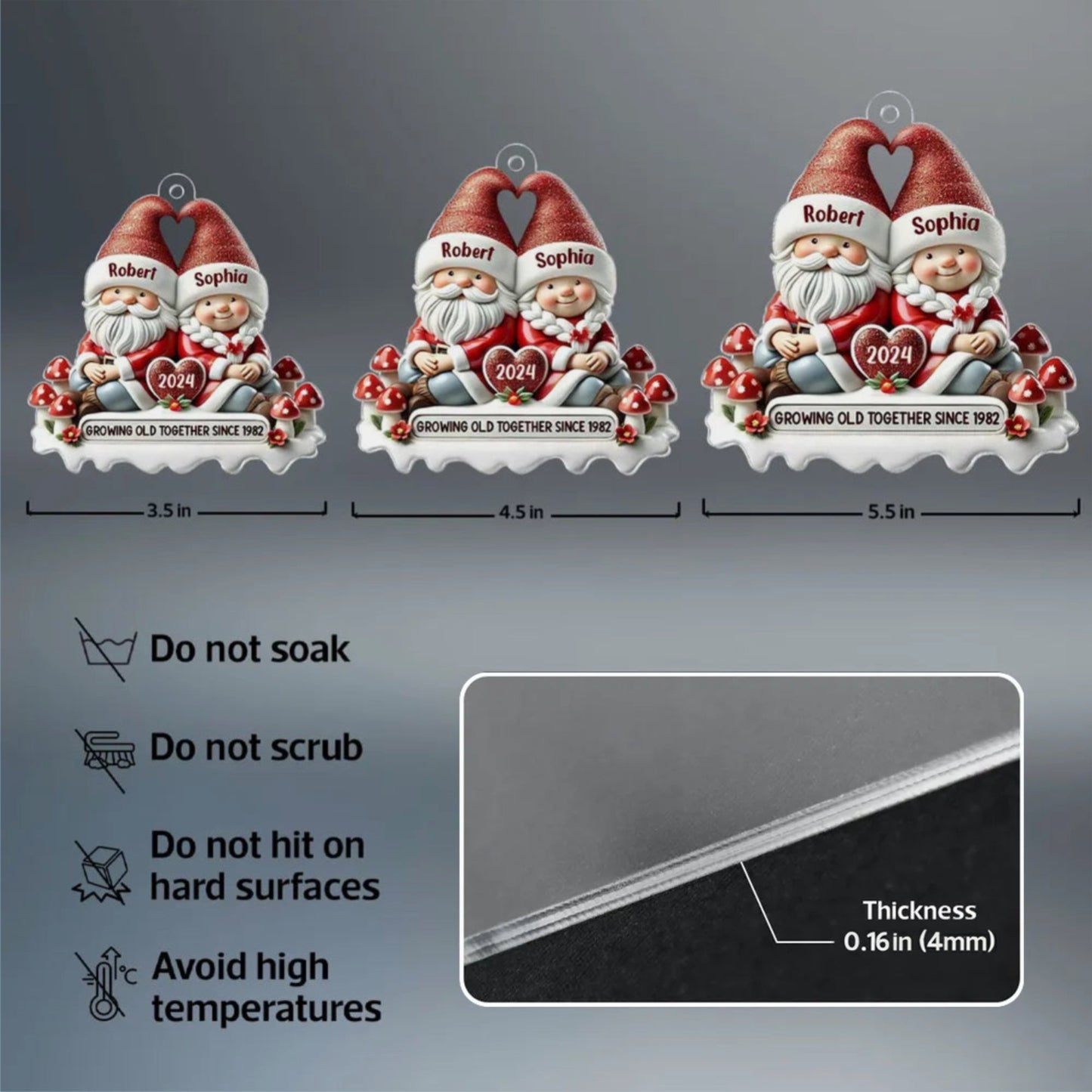 Santa Couple Acrylic Ornament with Heart - Festive Christmas Tree Decor, romantic keepsake, a unique creative gift for couples