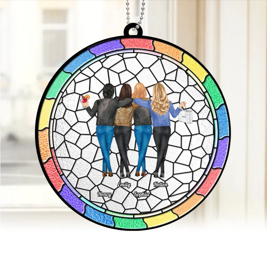 Personalized Best Friends Stained Gift - Custom Friendship Ornament or Keychain - Unique Gift for Sisters, Friends