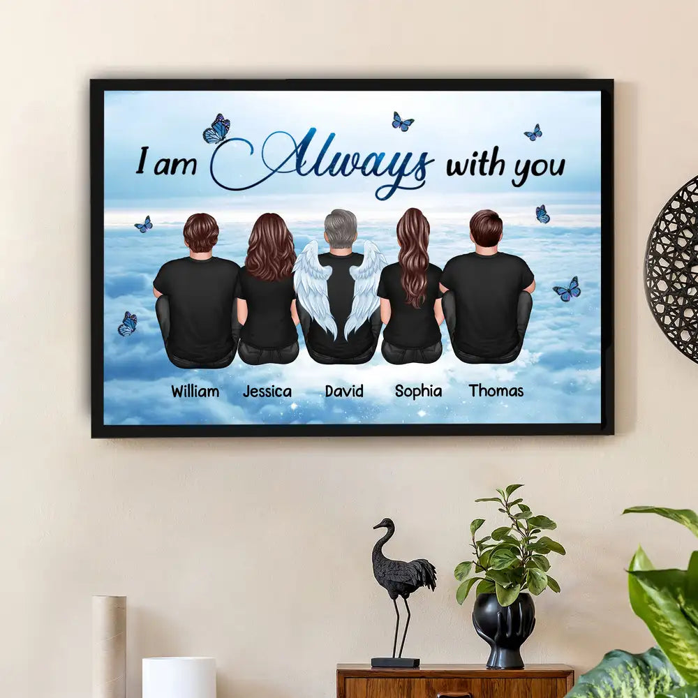 Always With You Grandma Grandpa Dad Mom Kids Dogs Cats Family Memorial Personalized Acrylic Keychain, Sympathy Gift, Remembrance Gift