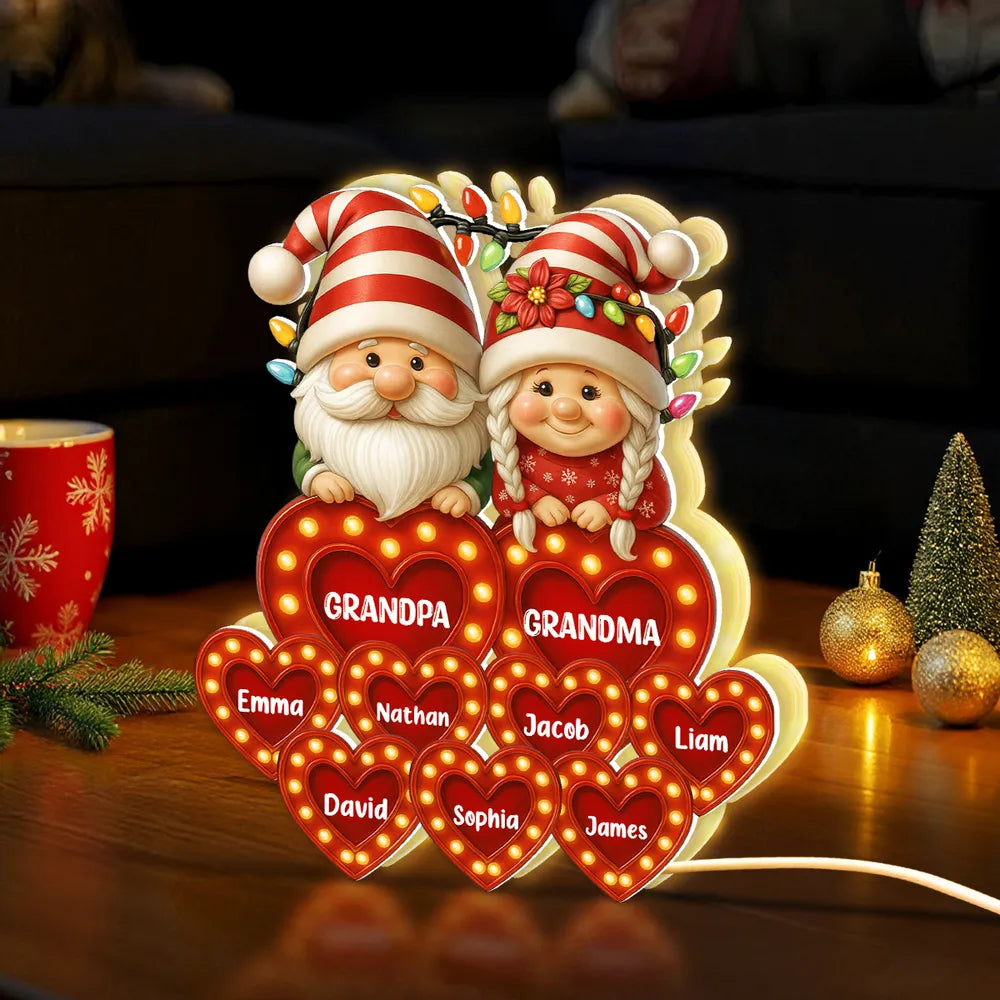 Grandparents Acrylic Light Box – Personalized Christmas Decoration with Grandkids’ Names, Clear and Collectible Gift