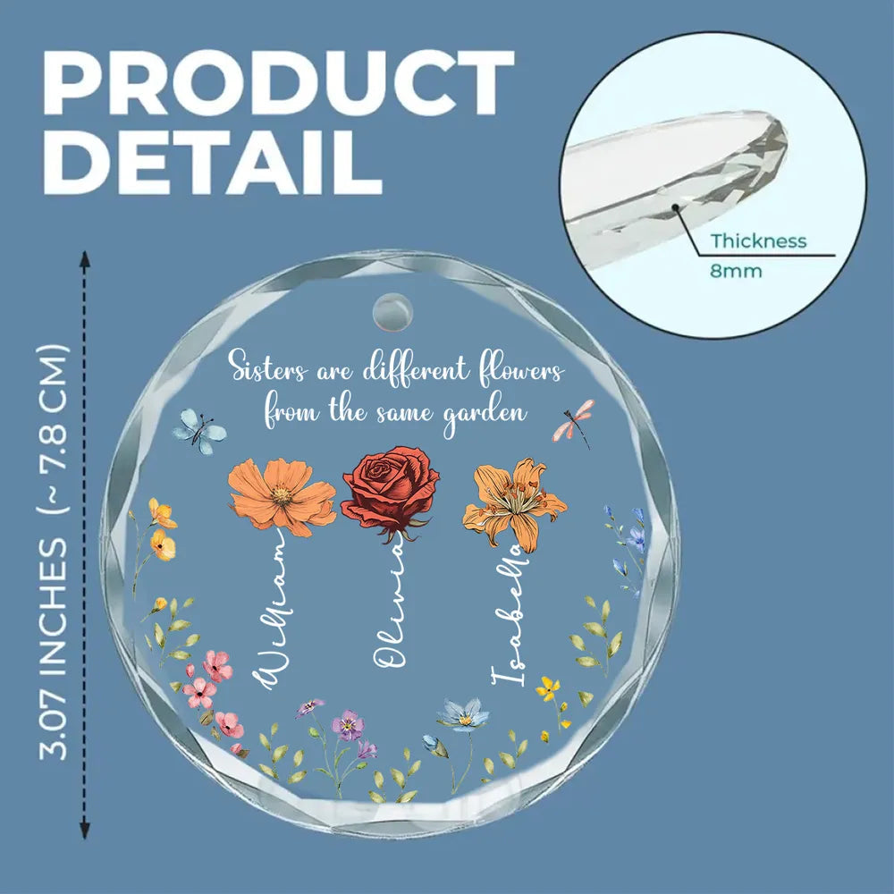 Personalized Crystal Ornament with Garden Theme, Gift for Sisters and Friends