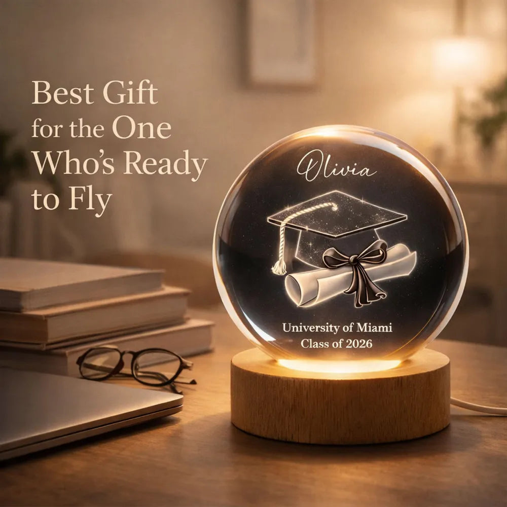 Globe Lamp Personalized Graduation Keepsake Night Light for Desk or Nightstand, Heartfelt Gift for a Grad