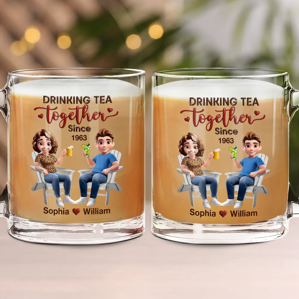 Personalized Couple's Glass Mug - Custom Year Anniversary Gift