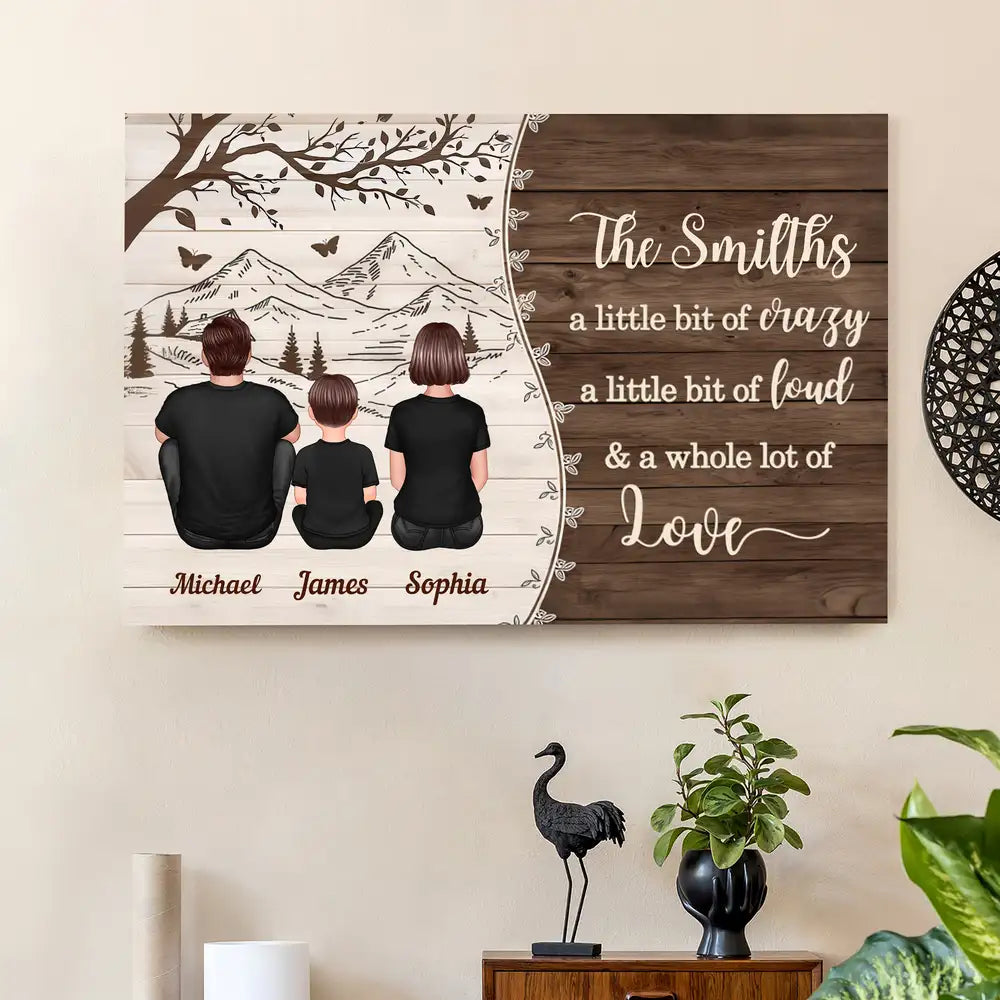 "A Little Bit of Crazy, A Whole Lot of Love" Personalized Mountain View Poster – Custom Family Wall Art
