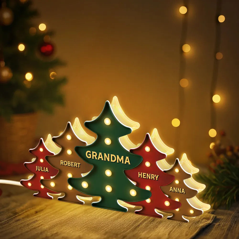 Heartwarming Christmas Tree Light Box, Custom Family Member Name Decoration