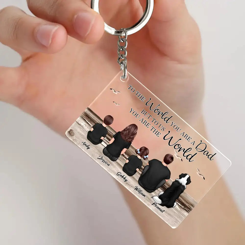 “To the World You Are a Dad” Personalized Keychain – Beach Scene Father’s Day Edition