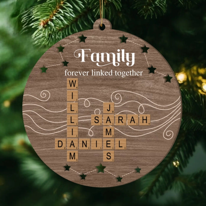 Personalized Family Name Crossword Double-Layer Wooden Ornament - A Heartfelt Gift to Celebrate Togetherness