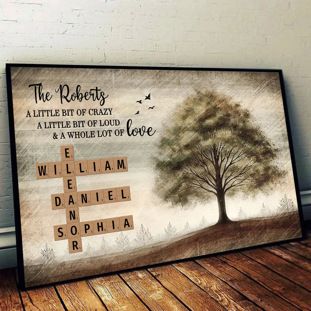 Personalized Family Poster - Custom Surname & Names Canvas Gift
