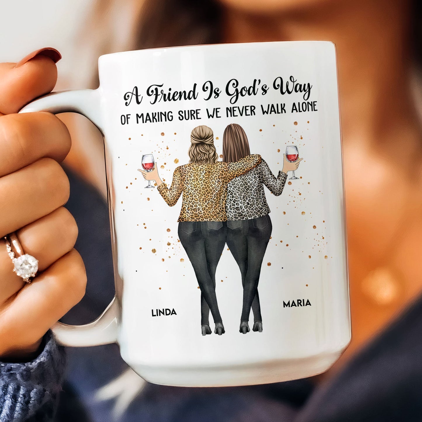 A Friend Is God's Way – Personalized White Ceramic Mug for Best Friends