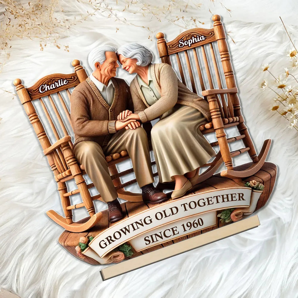 Growing Old Together Wooden Plaque – Personalized Anniversary Gift for Couples