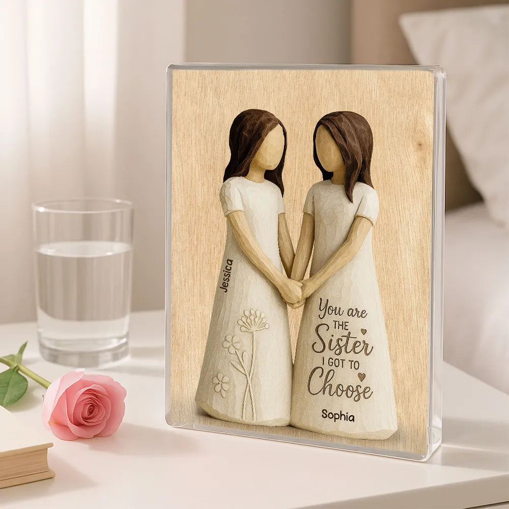 Forever Sisters by Choice – Custom Figurine Plaque for Best Friends, Gift for Her