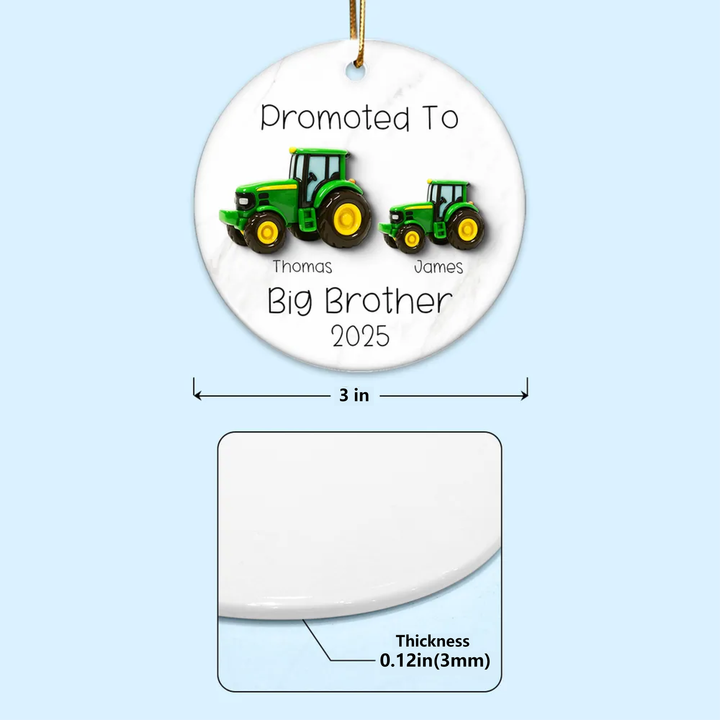 Big Brother Promotion Ornament with Tractor Theme – Meaningful Farm Gift for Family Christmas Celebration