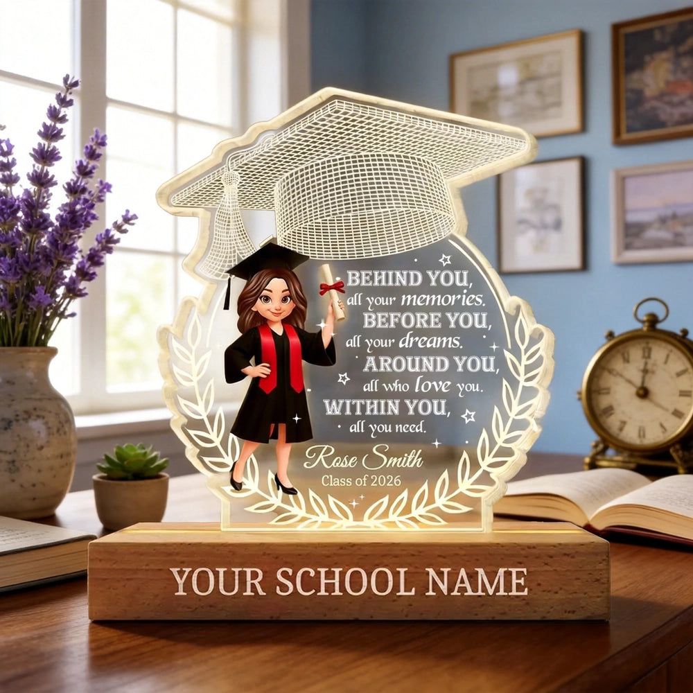 Shaped Acrylic Block LED Plaque Graduation Cap Quote, Warm Glow Desk Decor, Unique Creative Gift For Senior Grad