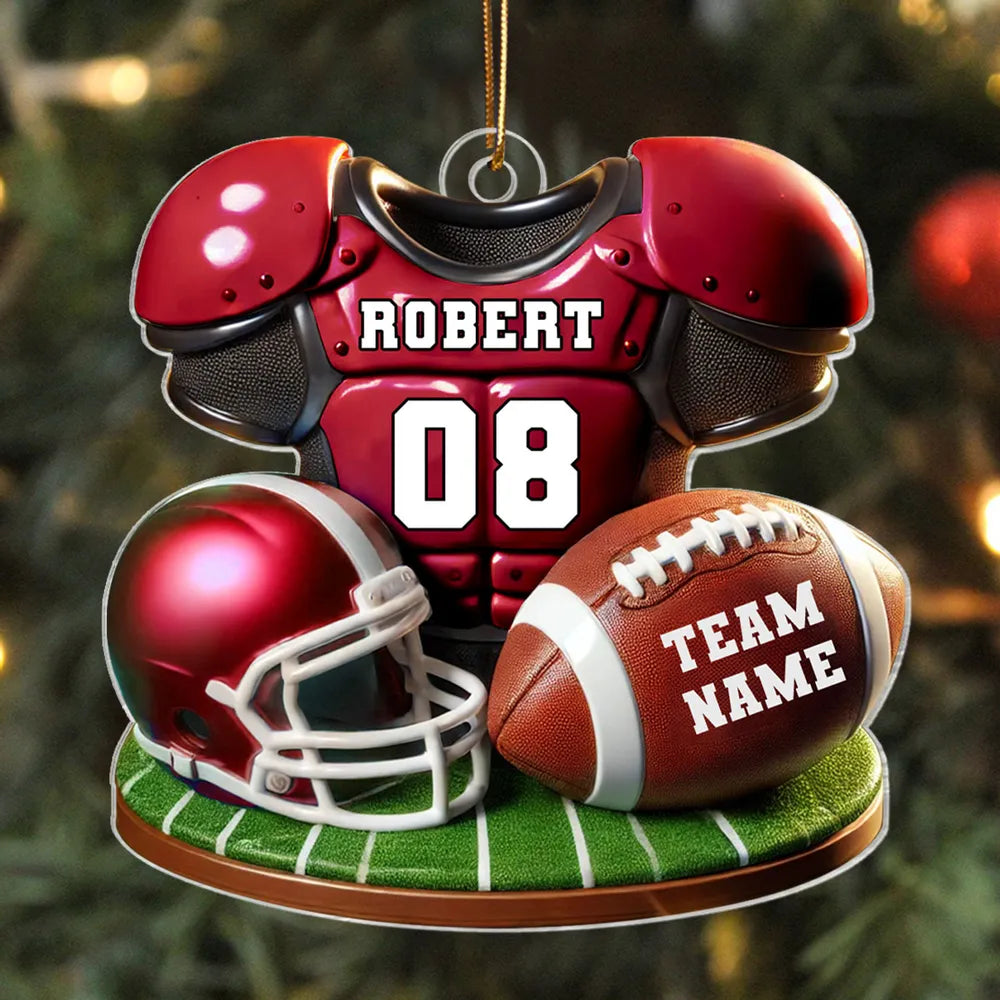 Acrylic Ornament Football Jersey & Helmet, Custom Team Gift for Players and Fans, Tree or Car Mirror, Unique Holiday Decor
