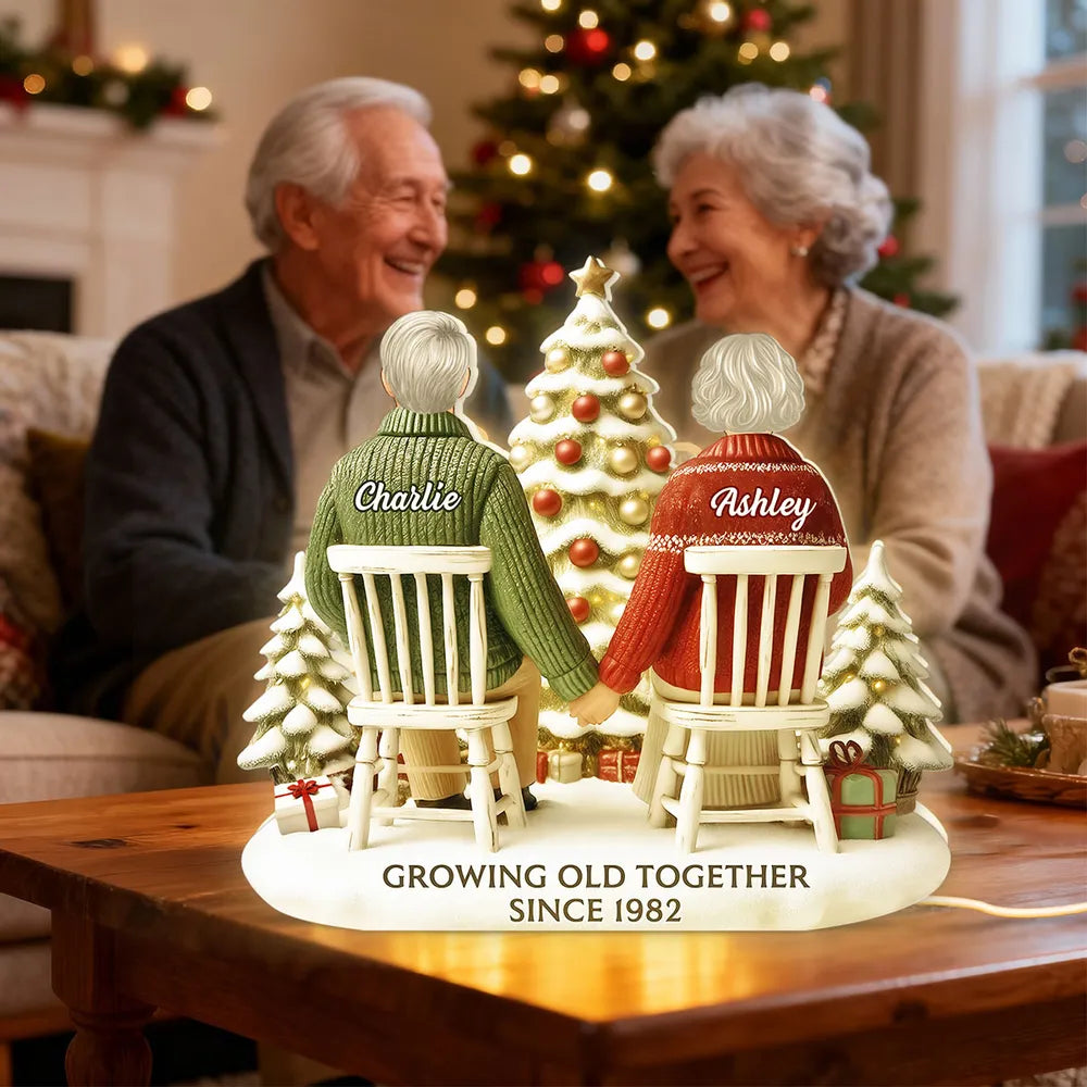 Custom Couple Acrylic Light Box with Cozy Christmas Tree, Soft Bedroom Lamp and Unique Romantic Gift