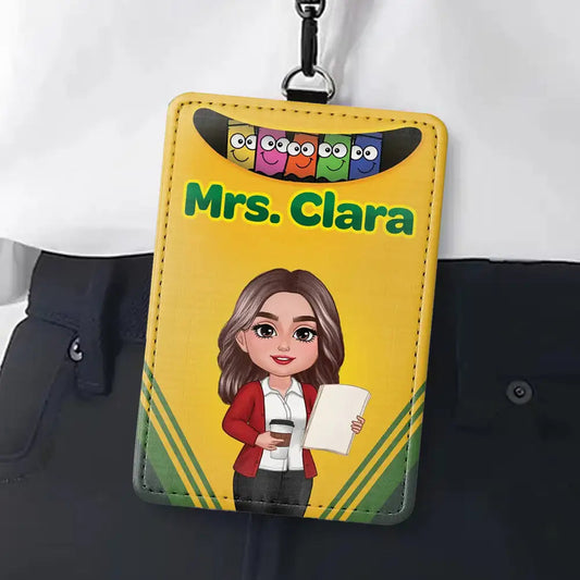 Personalized Teacher Leather ID Badge Holder, Durable and Meaningful Appreciation Gift
