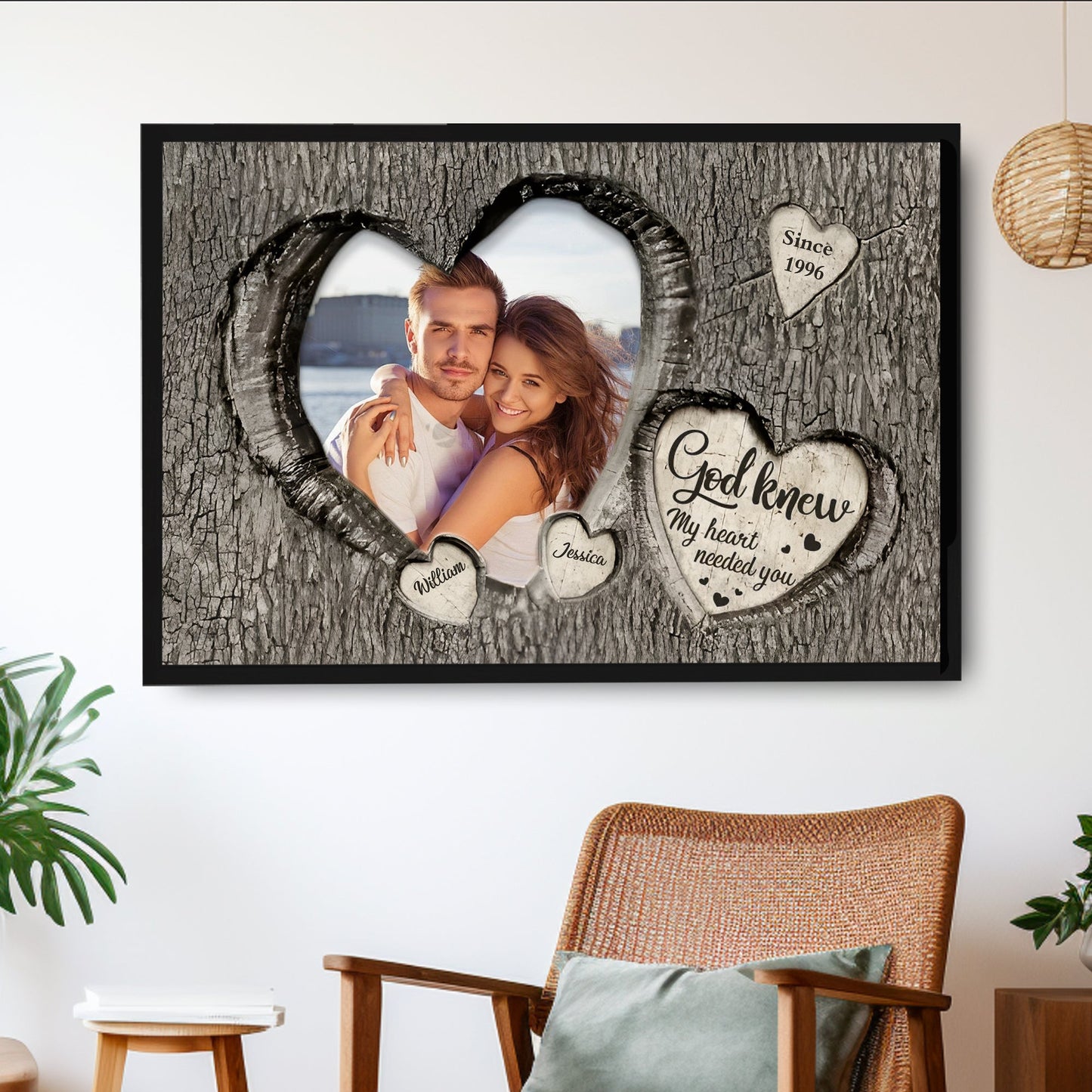 "We Belong Together" Bark Texture Design Custom Canvas, Perfect Gift for Couples, Anniversaries, or Home Decoration