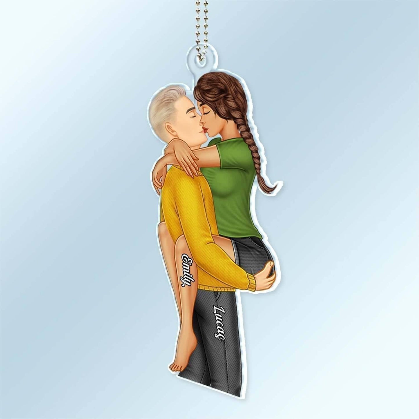 Couple Kissing - ‘Forever Yours’ Personalized Acrylic Car Hanger - Romantic Gift for Valentine's & Anniversaries