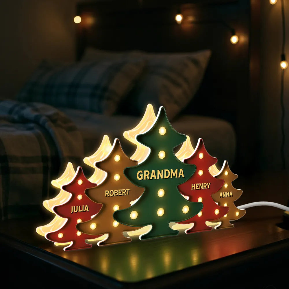 Heartwarming Christmas Tree Light Box, Custom Family Member Name Decoration
