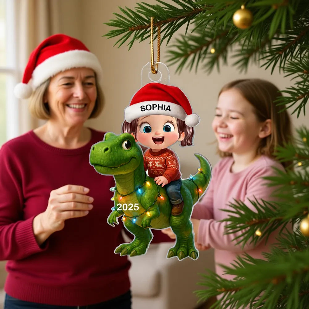 Acrylic Ornament Featuring Kid and Dinosaur Theme, Refined Texture, Perfect Collectible Gift for Children