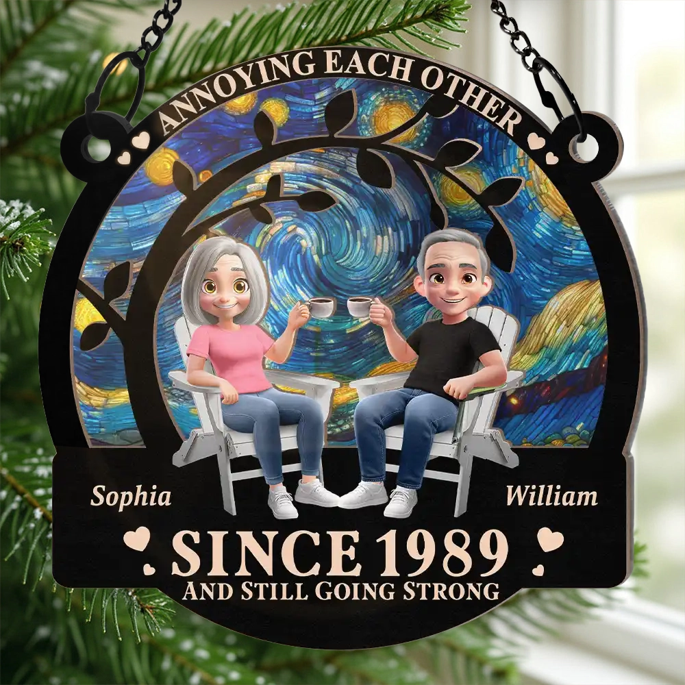Wood and Acrylic Layered Ornament Couples Tea Time Scene Home Décor Romantic Touch Perfect Gift