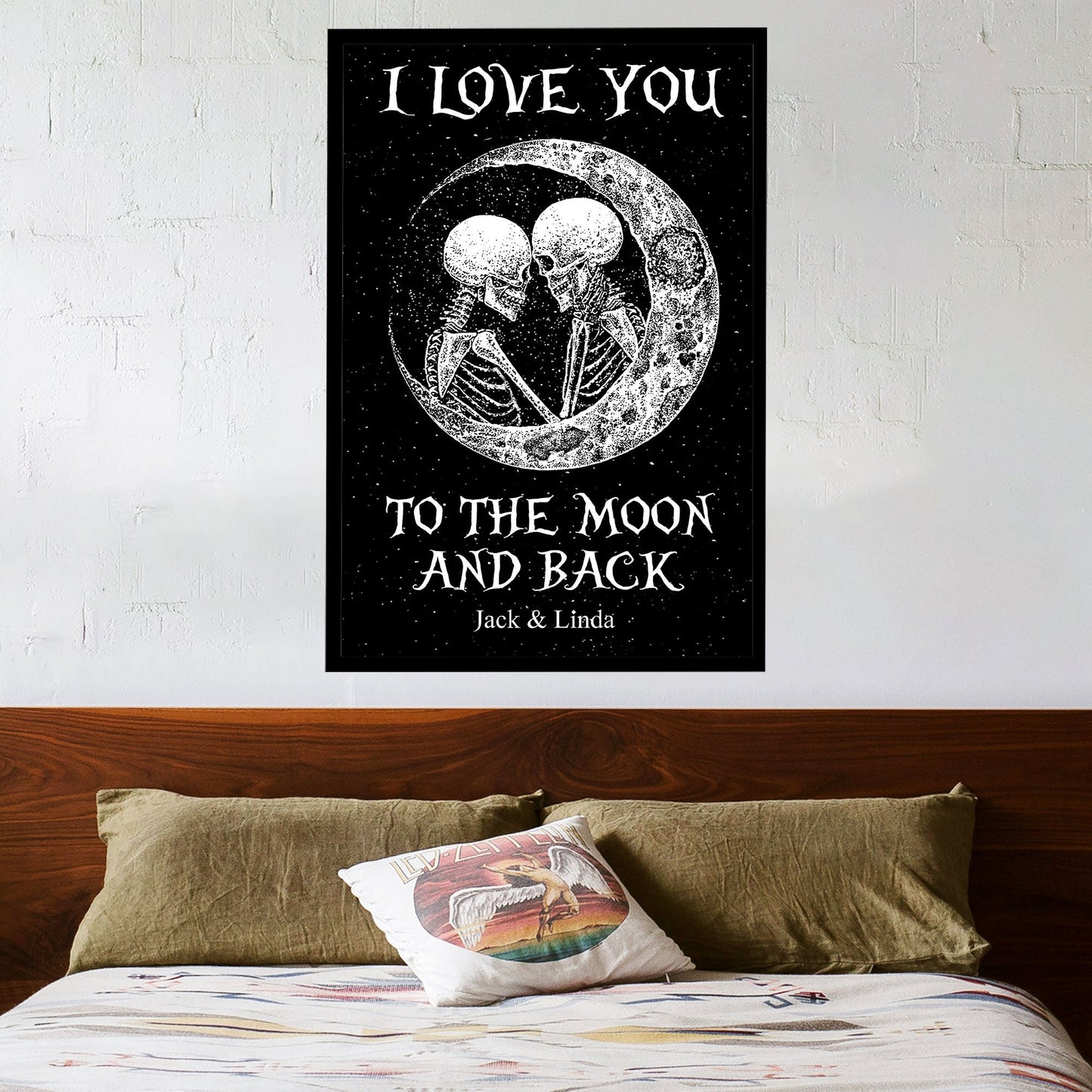 Gothic Couple Canvas – "I Love You to the Moon and Back" Romantic Home Decoration