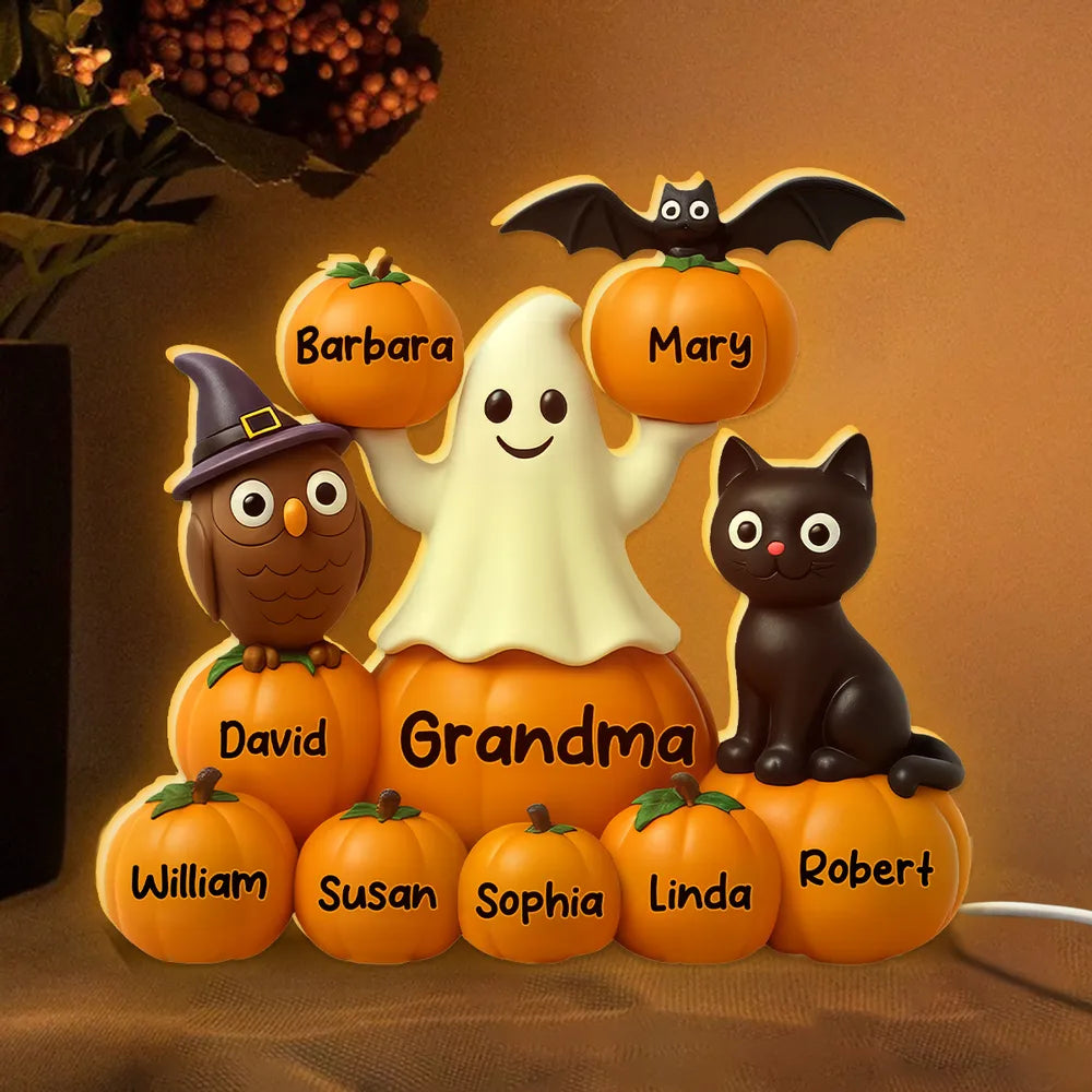 Halloween Pumpkin Acrylic Light Box – Spooky Ghost & Cat Design, High-Clarity Collectible Gift for Families