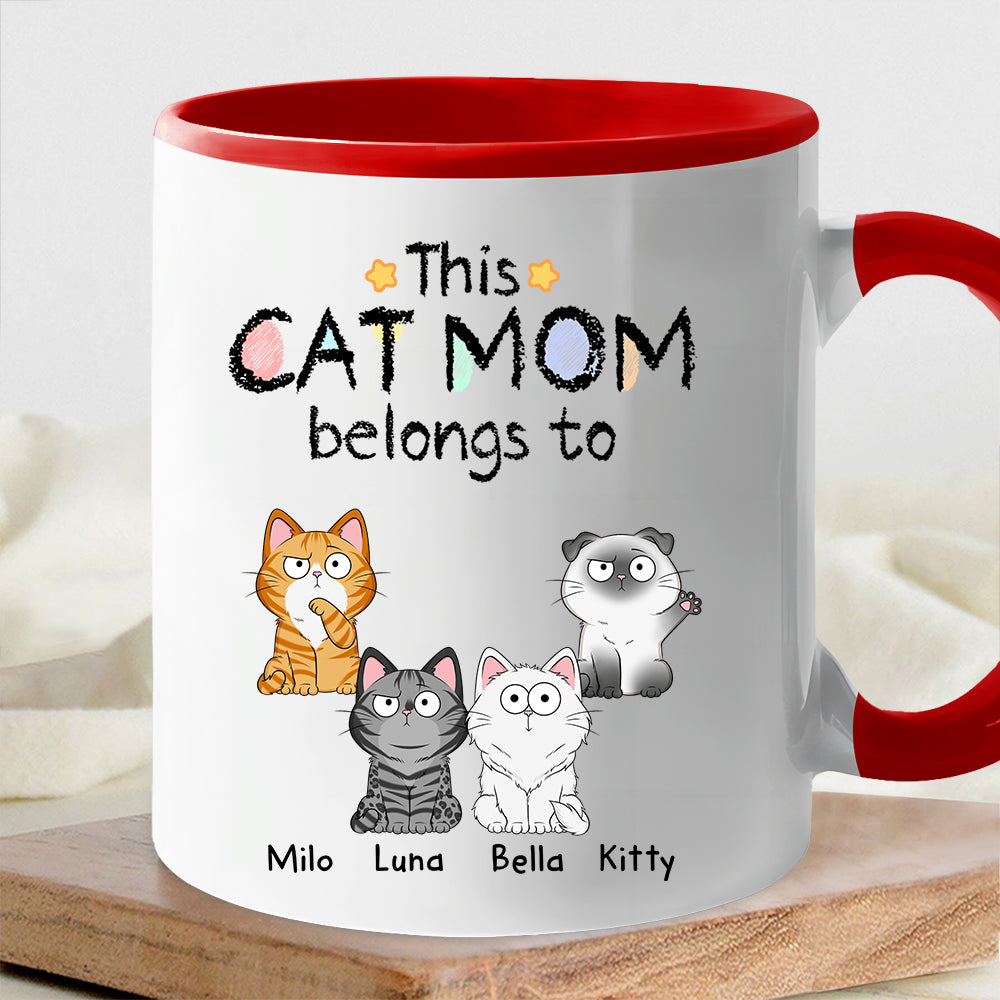 Personalized Cat Mom Keychain - Custom Acrylic Keychain, Cute Cat Illustration, Gift for Cat Lovers