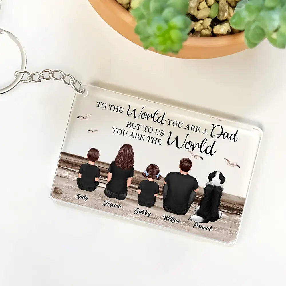 “To the World You Are a Dad” Personalized Keychain – Beach Scene Father’s Day Edition