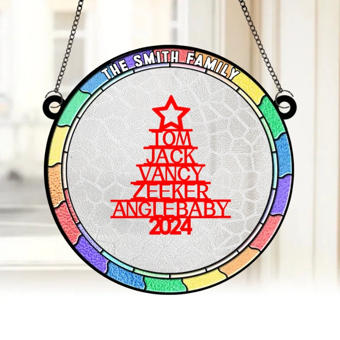 Personalized Stained Glass Ornament or Keychain - Custom Family Name Decoration - 2024 Christmas Gift