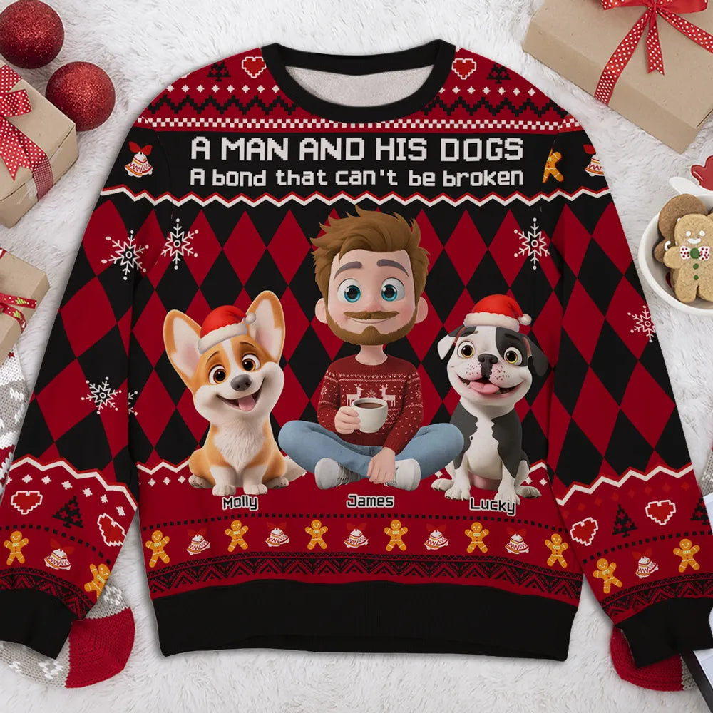 Personalized Printed Sweatshirt for Dog Dads – A Man and His Dog Christmas Gift, Unique Cozy Holiday Surprise