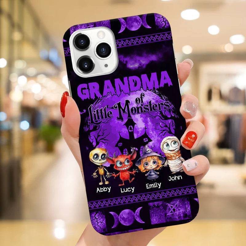 Grandma Of Little Monster Kids Halloween Gift For Grandma Mom Personalized Phone Case