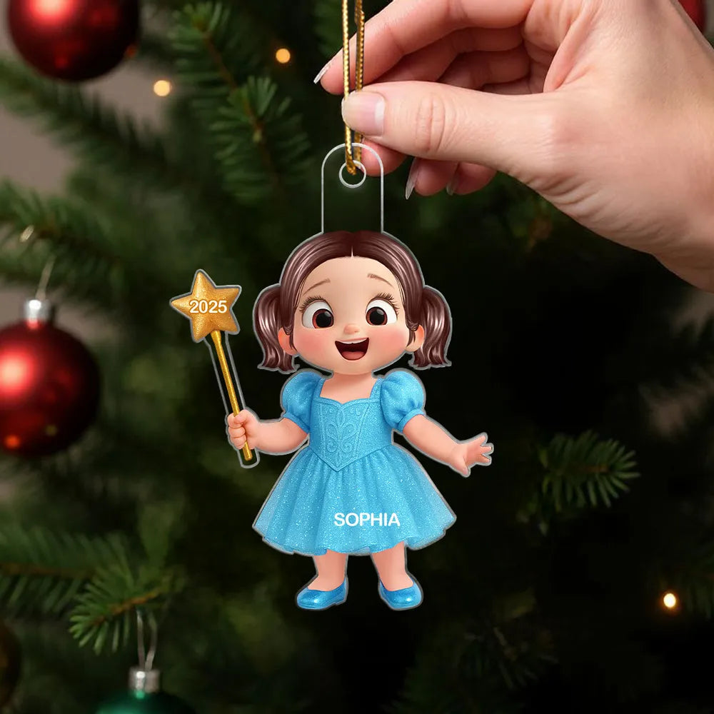 Cartoon Girl Acrylic Ornament, festive decoration, gift-ready keepsake for children