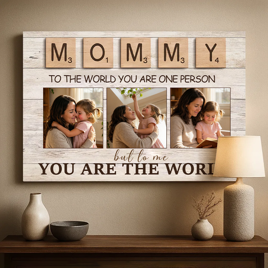 DoyoBest Personalized Custom Canvas Prints, Mother'S Day Canvas Prints with Your Photos, Personalized Gifts for Mom, Custom Poster with Frame, To The World You Are One Person Canvas(Mom-02)