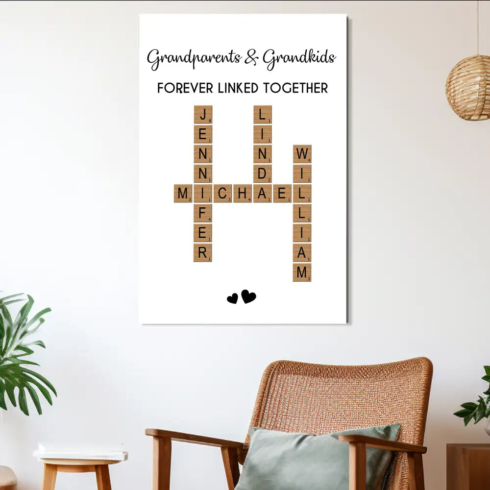 Personalized Crystal Ornament - “Forever Linked Together” Family Name Puzzle, Heartfelt Gift for Grandparents